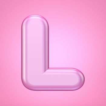 Pink font Letter L 3D rendering illustration isolated on white background