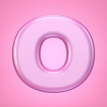 Pink font Letter O 3D rendering illustration isolated on white background