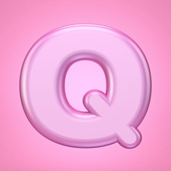 Pink font Letter Q 3D rendering illustration isolated on white background