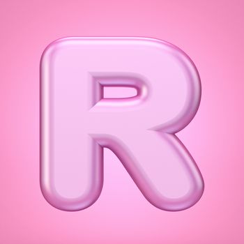 Pink font Letter R 3D rendering illustration isolated on white background