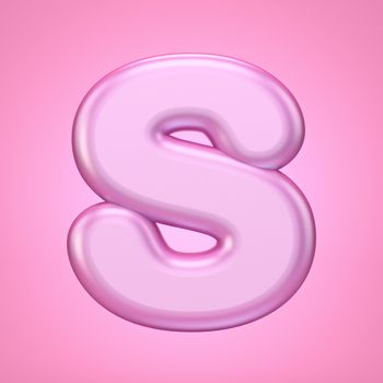 Pink font Letter S 3D rendering illustration isolated on white background