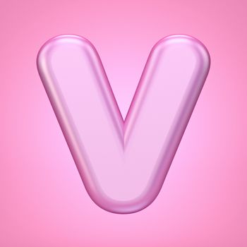 Pink font Letter V 3D rendering illustration isolated on white background