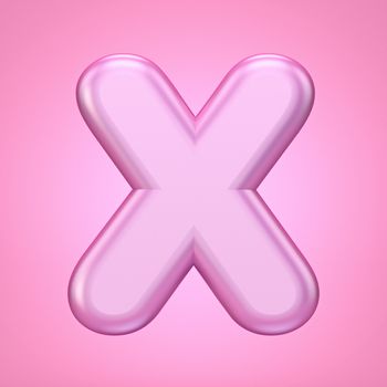 Pink font Letter X 3D rendering illustration isolated on white background