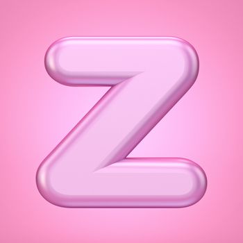 Pink font Letter Z 3D rendering illustration isolated on white background