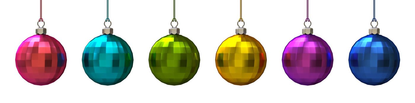 Set of colorful Christmas balls 3D rendering illustration isolated on white background