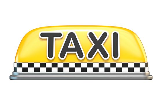 Taxi sign 3D rendering illustration isolated on white background