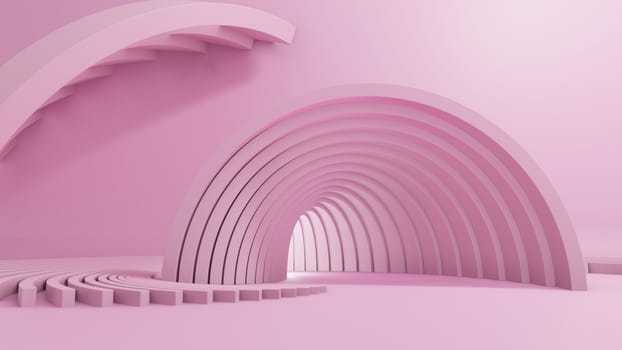 3D illustration, Abstract Minimal Fashion Background, Pink Shapes on Pink Pastel Background. Mock Up background Trend Style
