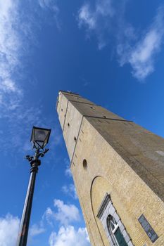 The Brandaris historic lighthouse on the island of Terschelling in the northern Netherlands. It is the oldest working lighthouse in the Netherlands dates from 1594. 
