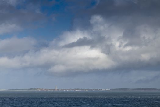 View of the village of West Terschelling on Terschelling from the UNESCO-listed Wadden Sea in the north of the Netherlands 
