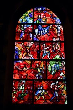 Stained glass window in Chichester Cathedral designed by Marc Chagall and made by Charles Mar