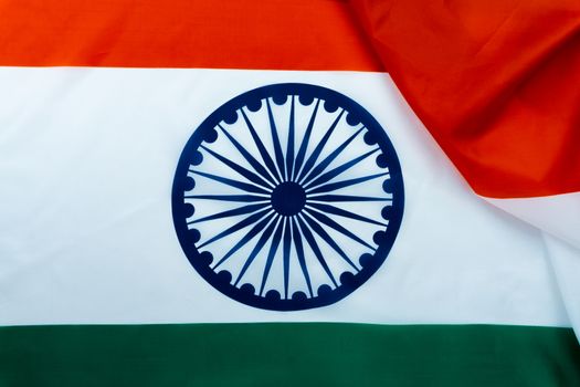 National flag of India on white background for Indian Independence day. Top view, copy space for text.