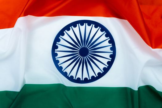 National flag of India on white background for Indian Independence day. Top view, copy space for text.