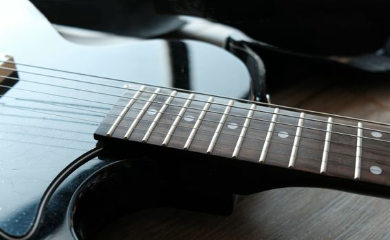 guitar fingerboard or fretboard closeup