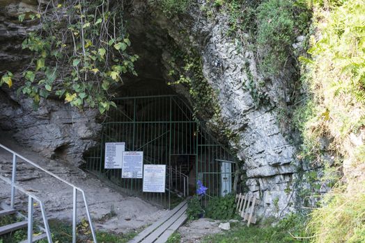 Akhshtyrskaya cave is a landmark near the city of Sochi, Russia. 27 October 2019.