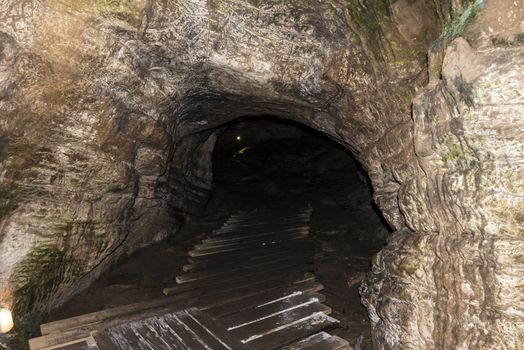 Akhshtyrskaya cave is a landmark near the city of Sochi, Russia. 27 October 2019.