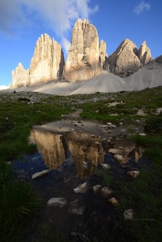 Tre Cime in Dolomite mountain in Italy