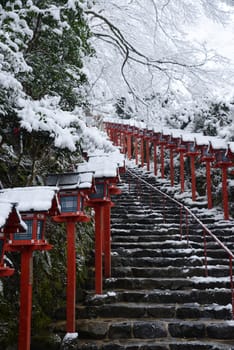 Kifune Shrine with winter snow