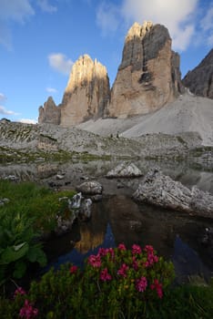 Tre Cime in Dolomite mountain in Italy