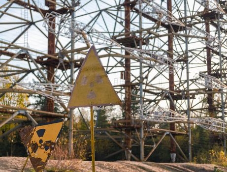 Soviet secret radar with the sign of radioactive contamination of Chernobyl