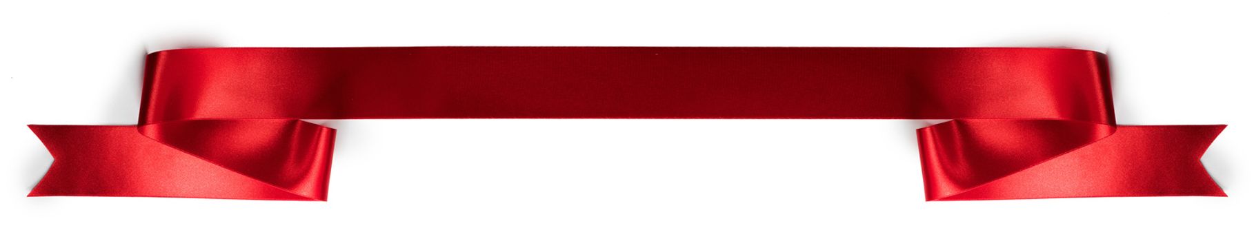 Red satin ribbon banner isolated on white background