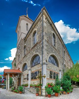 Nessebar, Bulgaria – 07.10.2019.  Church Dormition of Theotokos in the old town of Nessebar, Bulgaria, on a summer day