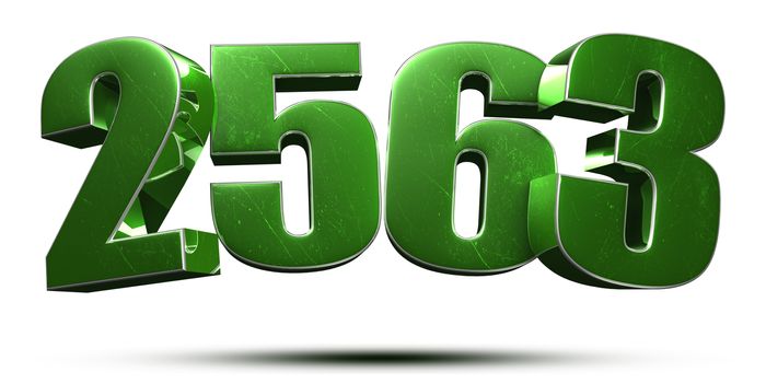 2563 3d numbers green on white background.(with Clipping Path).