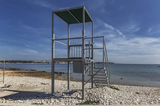 empty watching tower on the sea shore