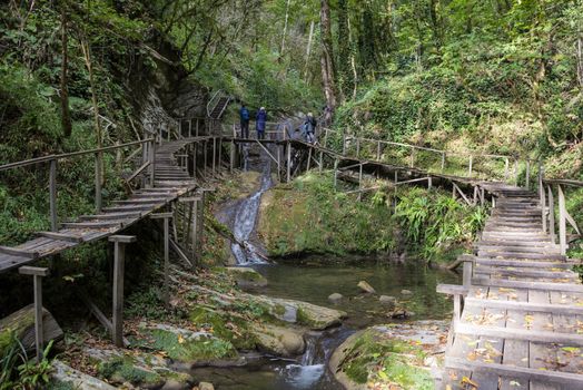 33 waterfalls are a local tourist attraction. It is located near the city of Sochi, Lazarevsky district, Russia. 2 November 2019.