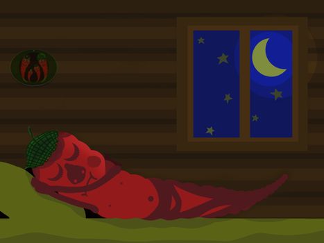 Grown pepper sleeps, a joke illustration designed to design web pages and print products