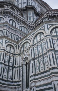 Detail of the Cathedral of Florence taken on a cloudy day with the light that enhances the colors