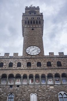 Palazzo Vecchio in Florence during a Winter and Cloudy day