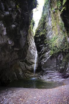 Svirskoye gorge in autumn is a landmark of Lazarevsky district of Sochi, Russia. 5 November 2019.