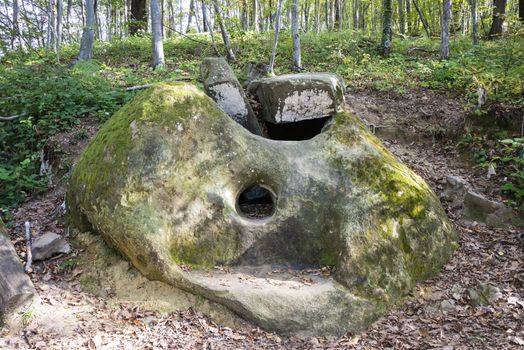 Dolmen in the Svir gorge of Lazarevsky district of Sochi, Russia. 5 November 2019.
