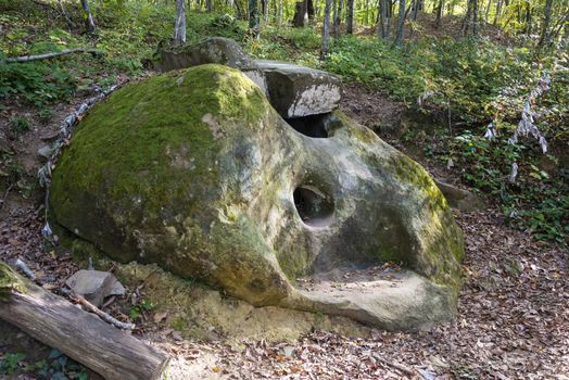Dolmen in the Svir gorge of Lazarevsky district of Sochi, Russia. 5 November 2019.