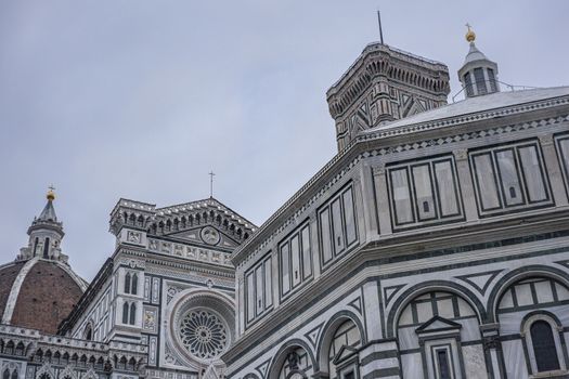 Detail of the Cathedral of Florence taken on a cloudy day with the light that enhances the colors