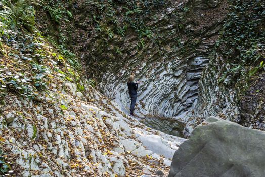 Svirskoye gorge in autumn is a landmark of Lazarevsky district of Sochi, Russia. 5 November 2019.