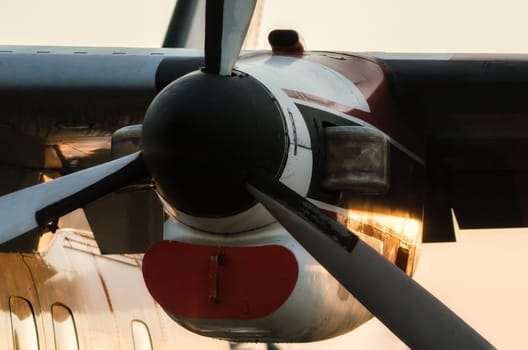 propeller blades of an old vintage airplane closeup