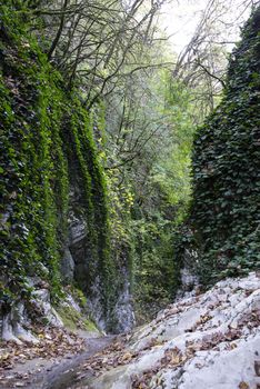 Waterfall Miracle beauty in Lazarevsky district of Sochi, Russia. 7 November 2019.