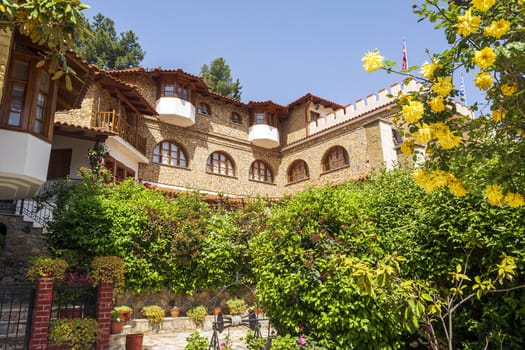 View of the Orthodox monastery Moni Agiou Ioanni Theologou, Greece. In the village of Vagia, near Thebes, is the post-Byzantine monastery of Saint John Theologos, also known as Mazaraki.