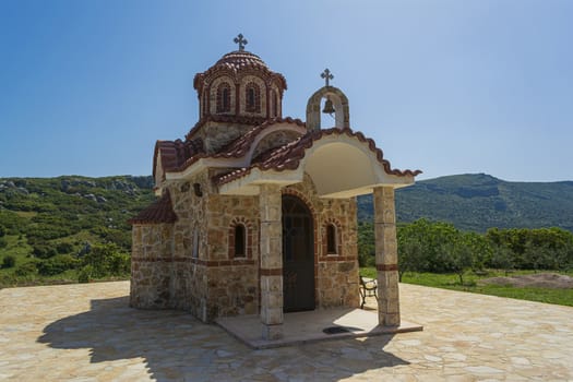 Small Orthodox church near Moni Agiou Ioanni Theologou, Greece.