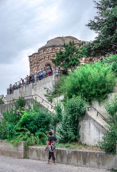 Nessebar, Bulgaria – 07.10.2019.  Tourists visiting the sights of the old town of Nessebar, Bulgaria