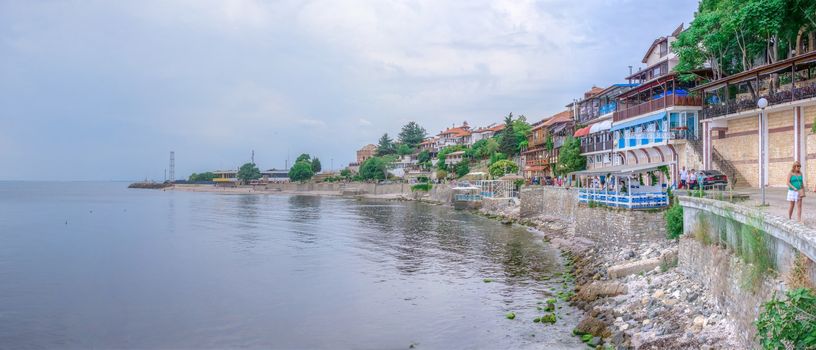 Nessebar, Bulgaria – 07.10.2019.  Restaurants and bars on the promenade of the old town of Nessebar, Bulgaria