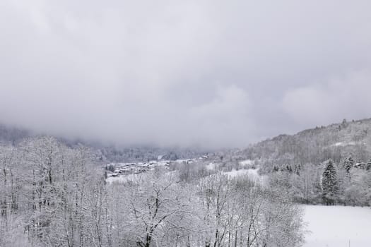 holiday at the foot of Mont Blanc in winter in the Chamonix Valley, France