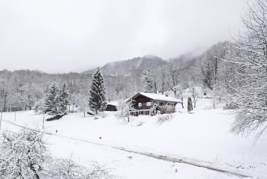 holiday at the foot of Mont Blanc in winter in the Chamonix Valley, France