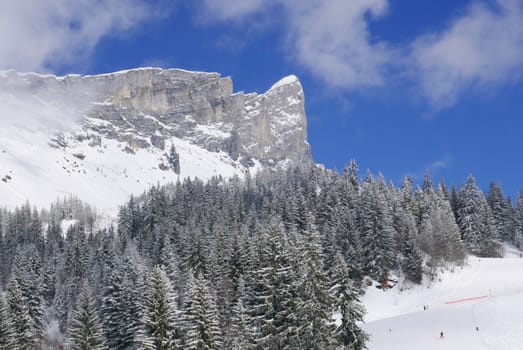 holiday at the foot of Mont Blanc in winter in the Chamonix Valley, France