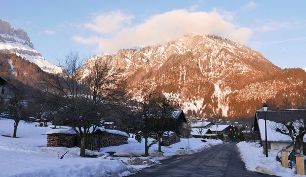 holiday at the foot of Mont Blanc in winter in the Chamonix Valley, France