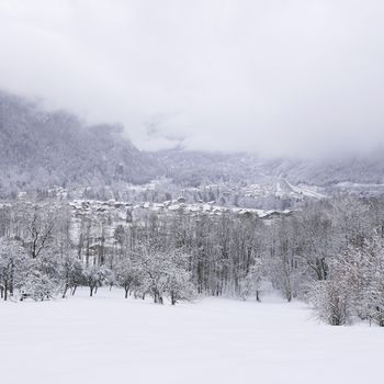 holiday at the foot of Mont Blanc in winter in the Chamonix Valley, France