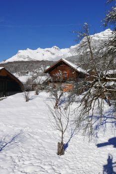 holiday at the foot of Mont Blanc in winter in the Chamonix Valley, France