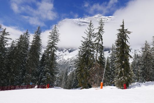 holiday at the foot of Mont Blanc in winter in the Chamonix Valley, France