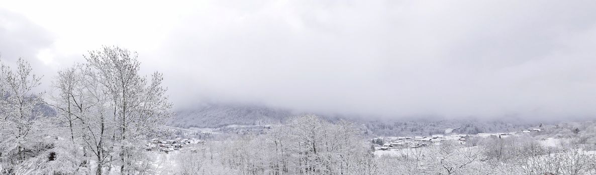 holiday at the foot of Mont Blanc in winter in the Chamonix Valley, France